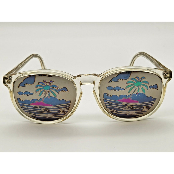 Vintage Michele Lamy "Diffuse" Palm Trees Mirror Sunglasses - Picture 1 of 13